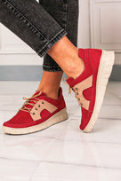 Czerwone półbuty skórzane sznurowane Casu 0578-39