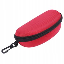 Czerwone Sportowe ETUI NA OKULARY przeciwsłoneczne twarde zamek karabińczyk