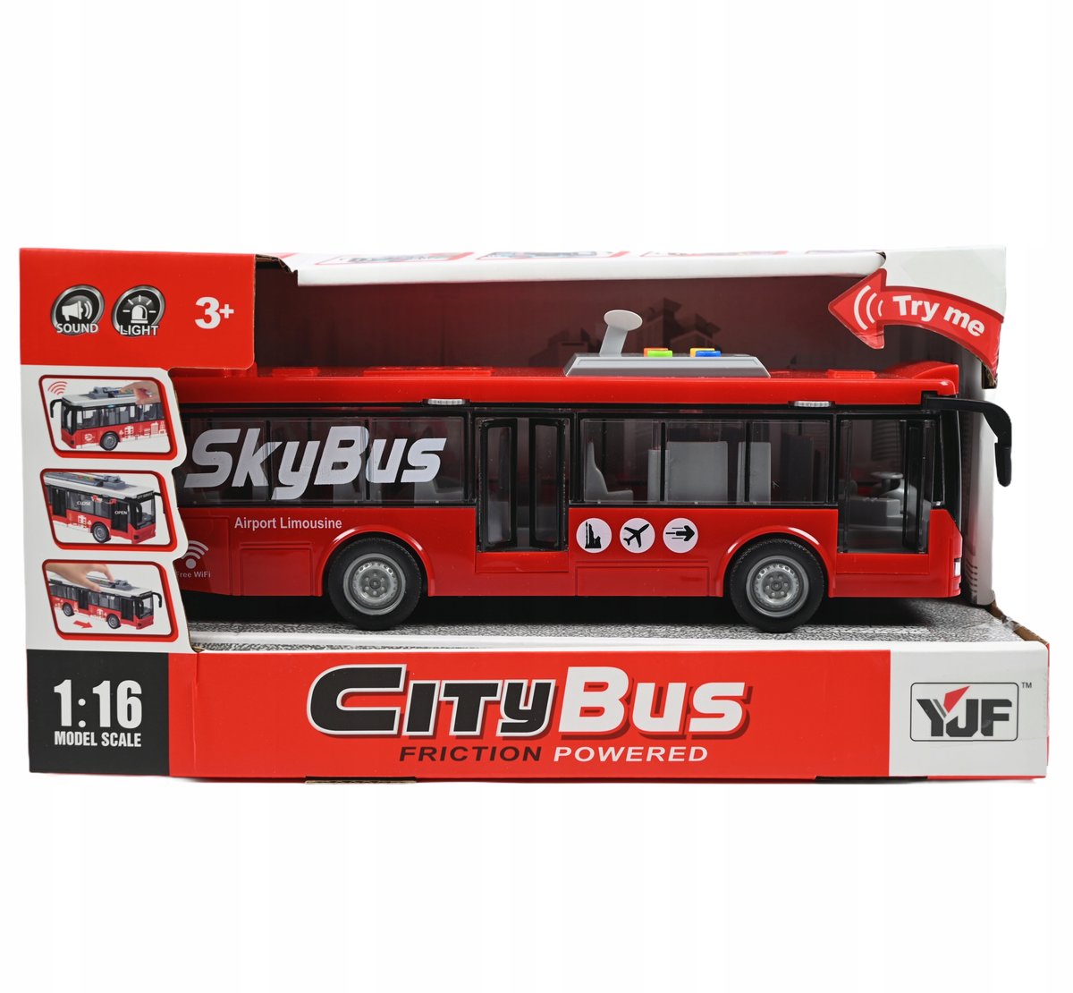 CZERWONY AUTOBUS LOTNISKO AIRPORT BUS ŚWIATŁO DŹWIĘK OTWIERANE DRZWI ...