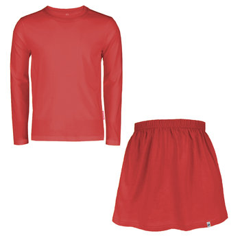Czerwony Komplet Dla Dziewczynek Bluzka I Spódniczka Bawełniany 116 - Inna marka
