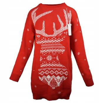 Czerwony Sweter Damski Świąteczny Renifer Rozmiar Uniwersalny (S-XL ) Italy - Inna marka