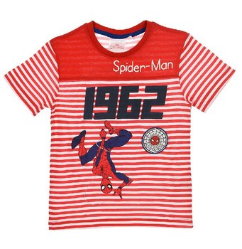 Czerwony t-shirt w paski dla chłopca Spider-Man Marvel - Spider-Man