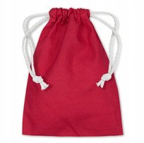 CZERWONY WORECZEK BAWEŁNIANY 10x15 cm ŚCIĄGANY BIAŁYM SZNUREKIEM 145g
