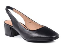 Czółenka damskie na obcasie czarne skórzane bez pięty Caprice 29500-39 Caprice