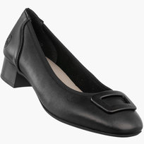 Czółenka Damskie Skórzane RIEKER Buty Na Klocku Eleganckie Niskie Czarne Czarny 41 Rieker