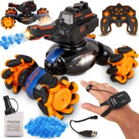 CZOŁG SAMOCHÓD ZDALNIE STEROWANY Z ARMATĄ NA ŻELOWE KULKI 4x4 PILOT I GESTY