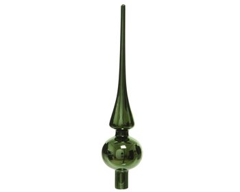 Czubek Szpic na choinkę szklany choinkowy ciemna zieleń błyszczący 26cm - Kaemingk B.V.