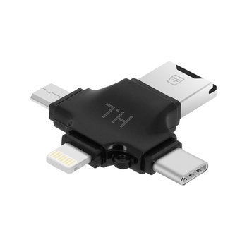 Czytnik kart 4 w 1 USB-C / Lightning / Micro-USB / USB Micro-SD — czarny - Avizar
