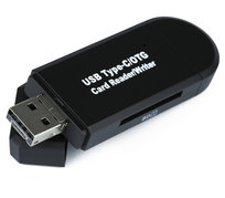 Czytnik kart pamięci SD, microSD | USB, micro USB, USB typ C | USB OTG | CR-023-Czarny