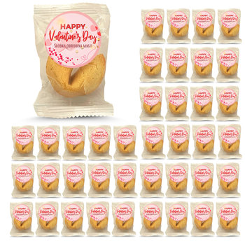 D&D Fun Cookies / Zestaw ciasteczek z wróżbą z naklejką okrągłą "Happy Valentine`s Day" 40 sztuk - Inna marka