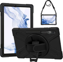 D-Pro 360 Armor Strap Case etui pancerne z uchwytem na rękę i paskiem na ramię do Samsung Galaxy Tab S7 Plus / S8 Plus / S7 FE / S9 FE Plus 12.4" D-pro