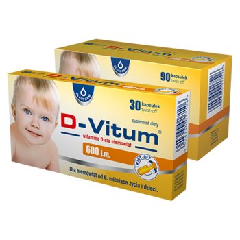D-Vitum, Witamina D3 dla niemowląt 600 j.m., suplement diety, 90 kaps. - Oleofarm
