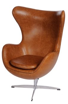 D2.DESIGN Fotel Jajo brązowy jasny vintage Premium - D2.DESIGN