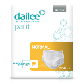 Dailee Pants Normal L, 90x Majtki Chłonne Rozmiar L, 6 Paczek po 15 Pieluchomajtki, Superchłonne pieluchy dla dorosłych, 90 szt - Dailee