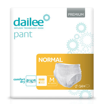 Dailee Pants Normal M, 90x Majtki Chłonne Rozmiar M, 6 Paczek po 15 Pieluchomajtki, Superchłonne pieluchy dla dorosłych, 90 szt - Dailee