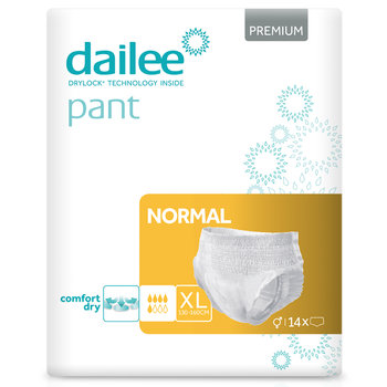 Dailee Pants Normal XL, 90x Majtki Chłonne Rozmiar XL, 6 Paczek po 15 Pieluchomajtki, Superchłonne pieluchy dla dorosłych, 90 szt - Dailee