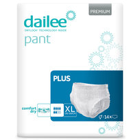Dailee Pants Plus XL, 90x Majtki Chłonne Rozmiar XL, 6 Paczek po 15 Pieluchomajtki, Superchłonne pieluchy dla dorosłych, 90 szt