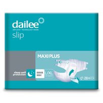 Dailee Slip Maxi Plus L/XL, 112x Pieluchomajtki Rozmiar L/XL, 4 Paczek po 28 Majtki Chłonne, Pieluchy Bielizna Chłonna, 112 szt