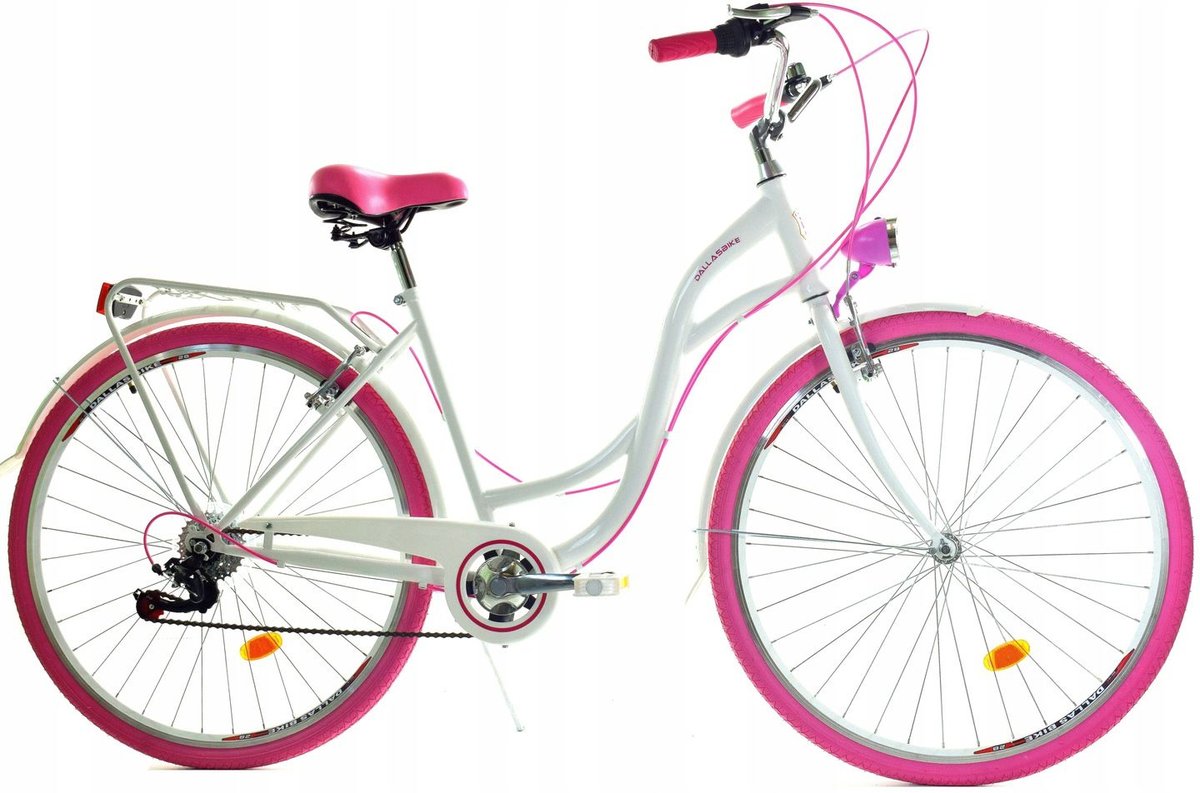 Dallas Bike, Rower miejski, City 28", biały z różem 2021, damski
