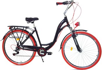 Dallas Bike, Rower miejski, City Alu 28", czarny z czerwonym, damski - DALLAS BIKE