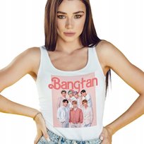 Damska Biała Koszulka Na Ramiączkach BANGTAN Takn Top KPOP Korea - Rozm XS