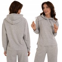 DAMSKA BLUZA Z KAPTUREM WKŁADANA PRZEZ GŁOWĘ WYGODNA MIĘKKA MORAJ L GREY MELANGE