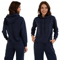 DAMSKA BLUZA Z KAPTUREM WKŁADANA PRZEZ GŁOWĘ WYGODNA MIĘKKA MORAJ XL BLUE
