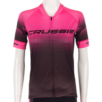 Damska koszulka kolarska z krótkim rękawem Crussis, Czarno-różowy, XS - Crussis
