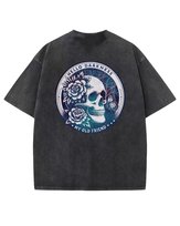 Damska koszulka oversize efekt sprania Czaszka Mrok Ciemność Czarna S