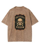 Damska koszulka oversize efekt sprania Czaszka Trucizna Brązowa L