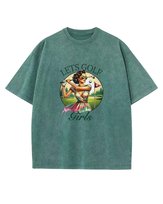 Damska koszulka oversize efekt sprania Golf Sport Kobieta Zielona 3XL