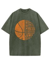 Damska koszulka oversize efekt sprania Koszykówka Piłka Pasja Khaki 3XL