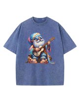 Damska koszulka oversize efekt sprania Krasnal Chill Zgoda Niebieska M