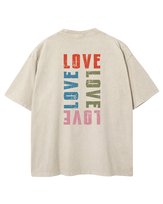 Damska koszulka oversize efekt sprania Miłość Love Nowoczesność Beżowa S