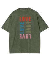 Damska koszulka oversize efekt sprania Miłość Love Nowoczesność Khaki S