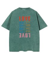 Damska koszulka oversize efekt sprania Miłość Love Nowoczesność Zielona 3XL