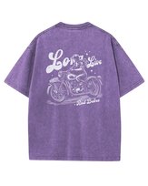 Damska koszulka oversize efekt sprania Motocykl Kobieta Wolność Fioletowa L