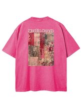 Damska koszulka oversize efekt sprania Moulin Rouge Vintage Różowa 3XL