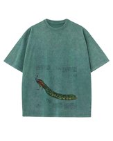 Damska koszulka oversize efekt sprania Piękny Paw Zwierzęta Zielona M