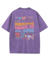 Damska koszulka oversize efekt sprania Pozytywne Myślenie Fioletowa M