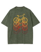 Damska koszulka oversize efekt sprania Rower Podróż Pasja Sport Khaki L