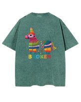 Damska koszulka oversize efekt sprania Rozbita Piñata Gry BR Zielona S