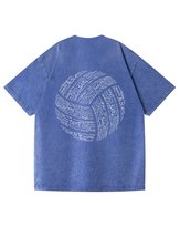 Damska koszulka oversize efekt sprania Siatkówka Sport Pasja Niebieska XL