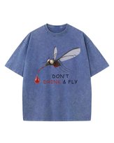 Damska koszulka oversize efekt sprania Śmieszny Komar Zwierzęta Niebieska L