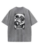 Damska koszulka oversize efekt sprania Szkielet Para Młoda Grafitowa M