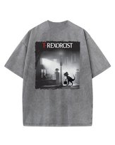 Damska koszulka oversize efekt sprania T-Rex Horror Śmieszne Grafitowa M