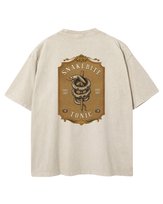 Damska koszulka oversize efekt sprania Tonik Wąż Zwierzęta Beżowa 3XL