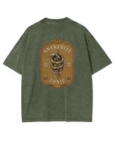 Damska koszulka oversize efekt sprania Tonik Wąż Zwierzęta Khaki 3XL