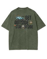 Damska koszulka oversize efekt sprania Wakacje Podróż Natura Khaki L