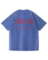 Damska koszulka oversize efekt sprania z napisem Zadzwoń do Mnie Niebieska M